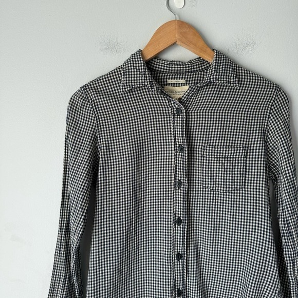 Ralph Lauren Denim Supply Blue Cream Micro Gingham Button Down Size Small - Picture 3 of 4